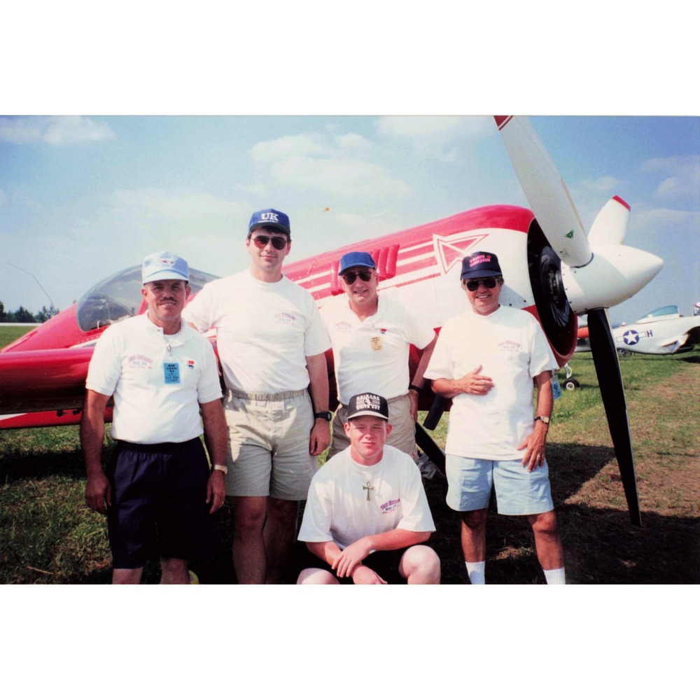 Vtg Color Photo Men Aircraft Group Portrait Kodak Print c1990s - Picture 1 of 2